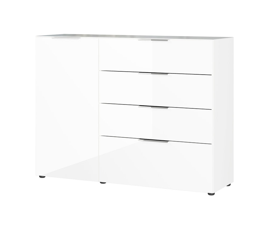 Weißes Sideboard »GW-Oakland« mit drei Schubladen und einer Tür.