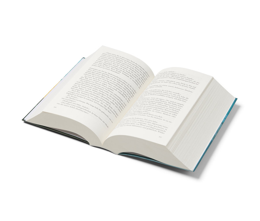 Offenes Buch mit dem Titel Krimi-Doppelband »Das Nebelhaus« und »Die Mörderinsel«.