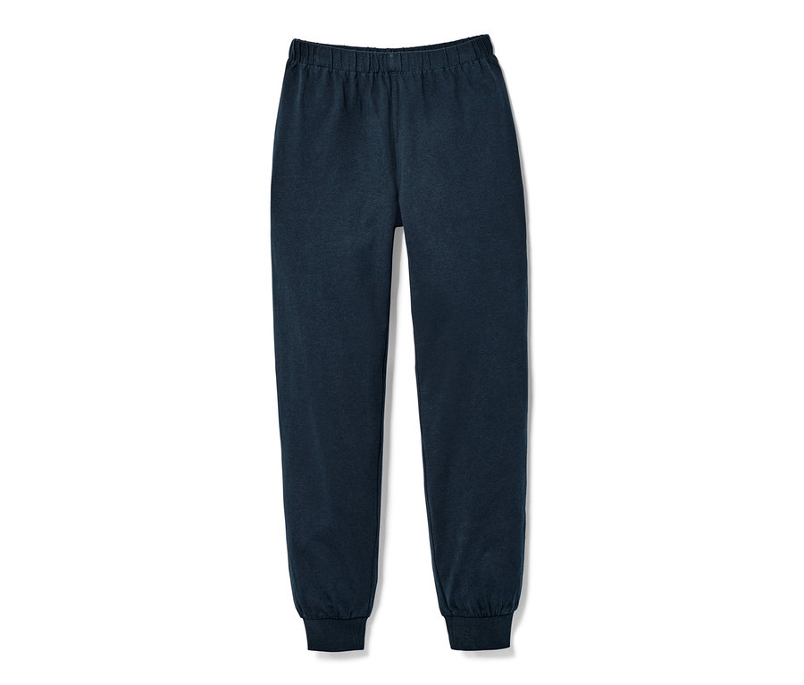 Eine dunkelblaue Pyjamahose.