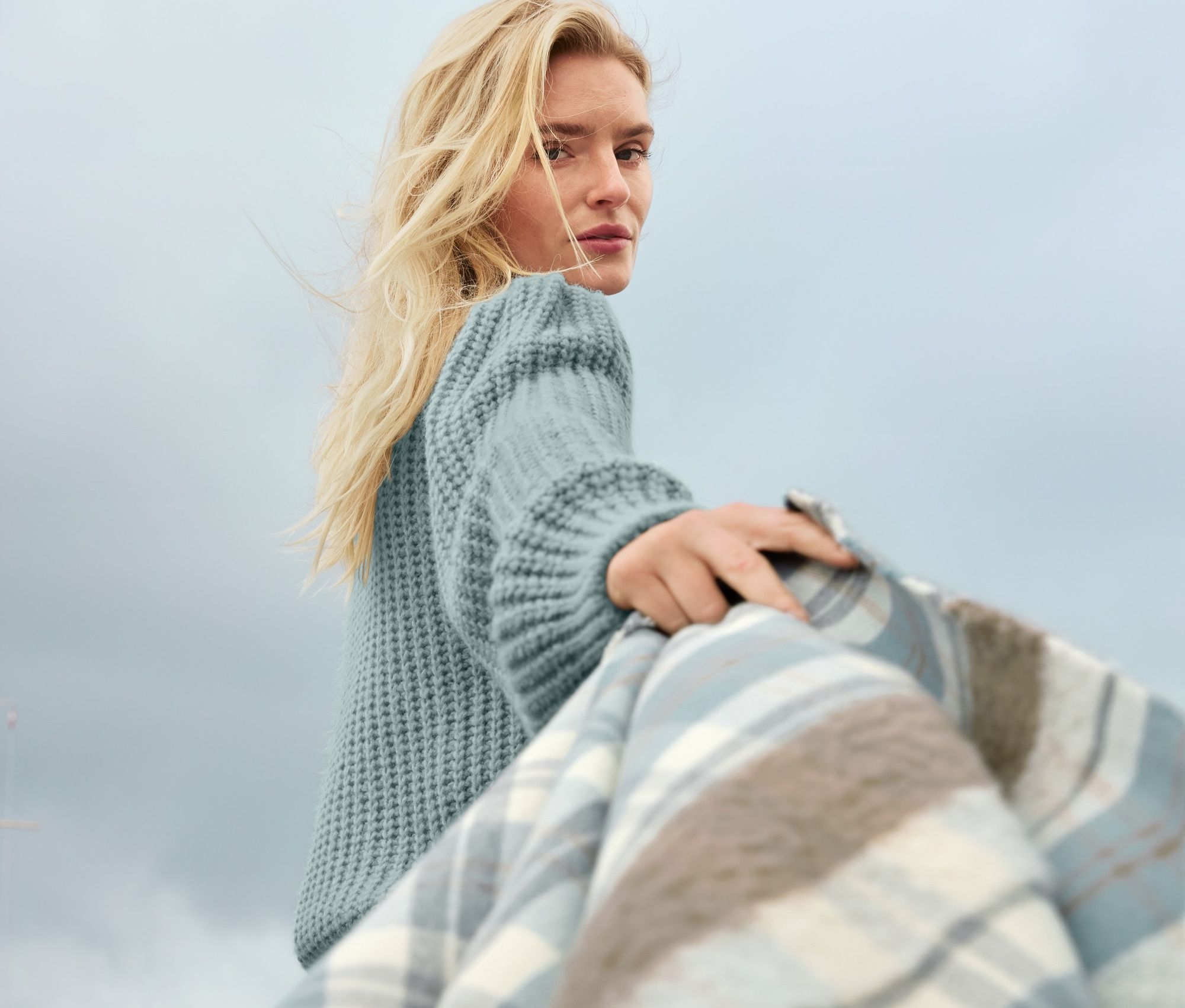 Thumbnail - Tchibo - Grobstrick-Pullover mit Wolle - Damen - Gr. XL - blau