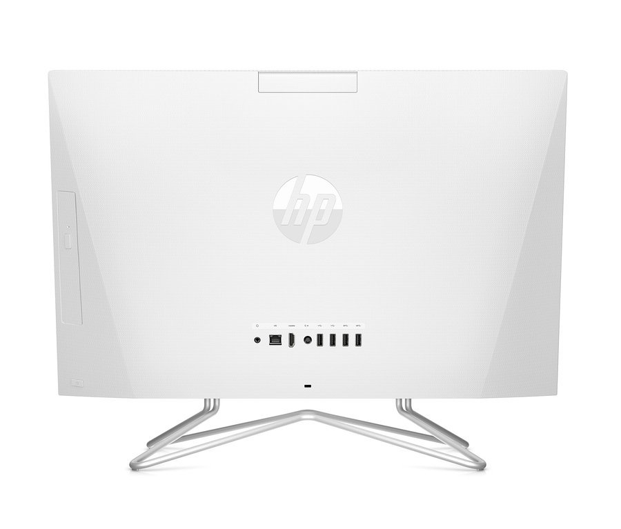 Rückseite eines weißen HP 23,8" All-in-One 24-df1400ng PC.