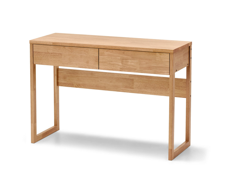 Eine Konsole aus Massivholz mit zwei Schubladen.