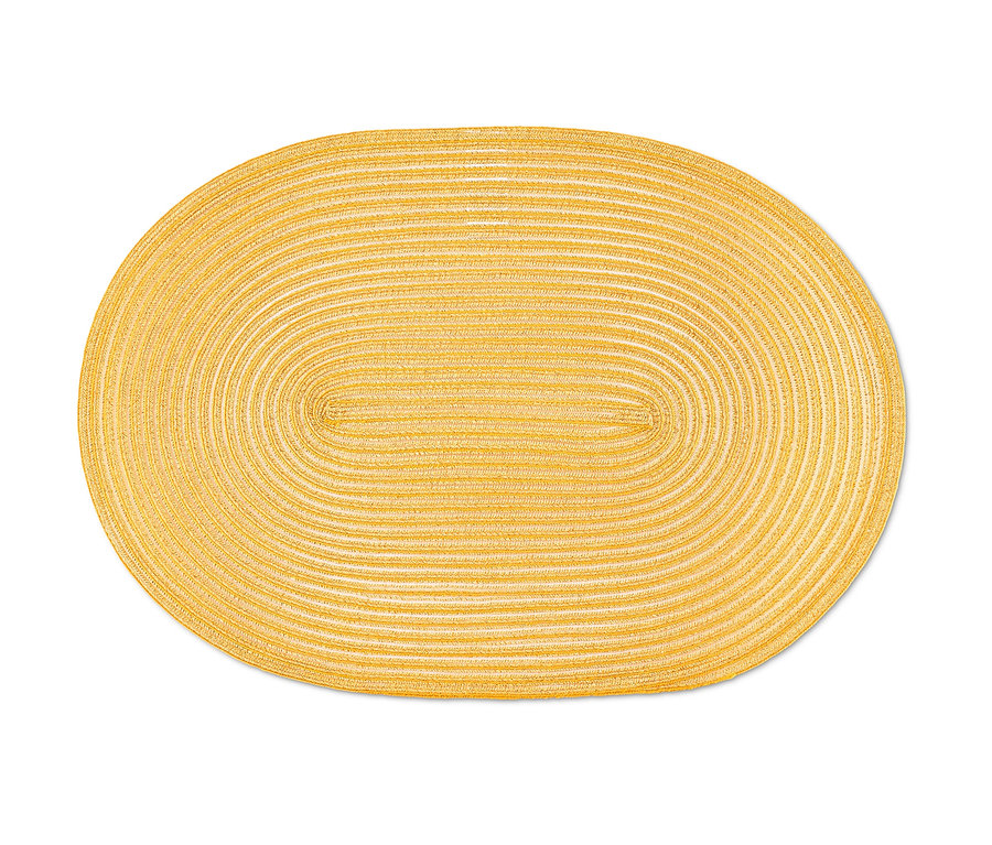 Ein einzelnes, ovales, gelbes Platzset.