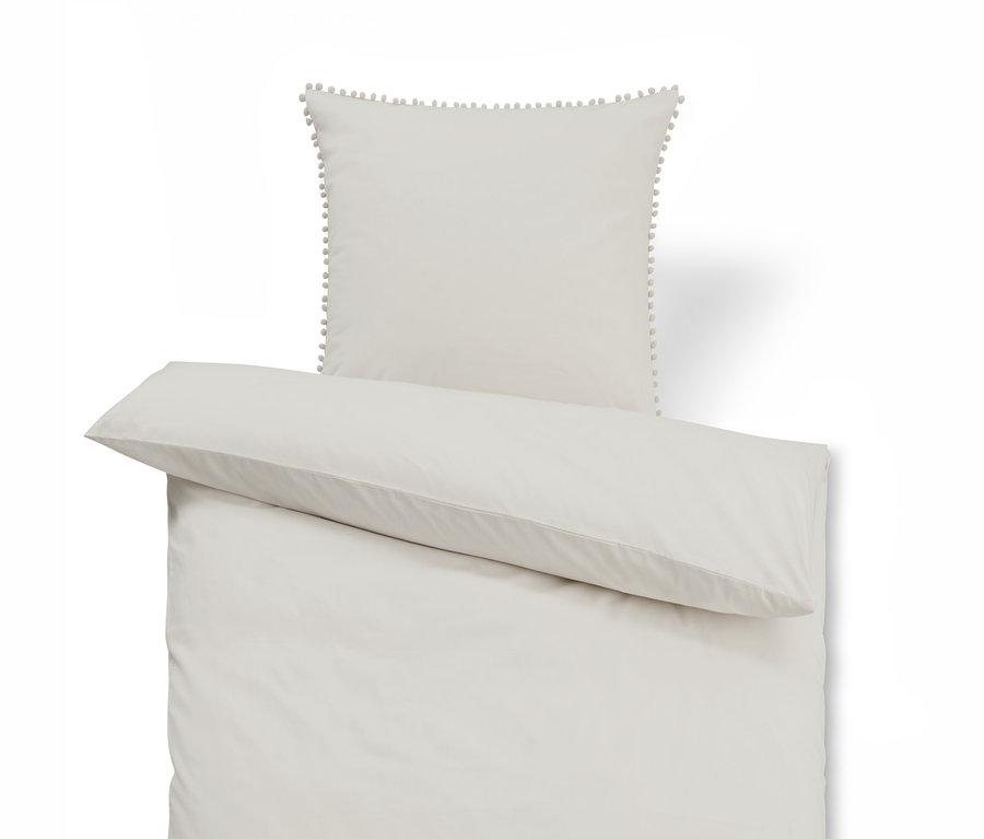 Beige Premium-Baumwoll-Bettwäsche in Normalgröße und Übergröße.