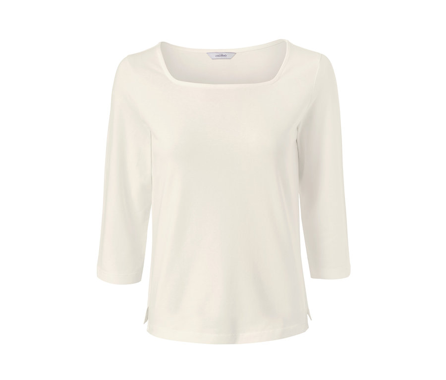 Weißes Shirt mit 3/4-Arm.
