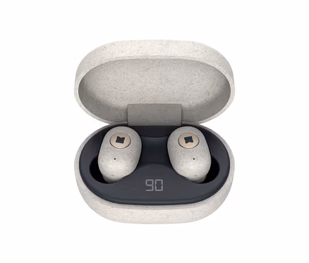 Geöffnetes Etui mit einem Paar Kreafunk Care In-Ear-Bluetooth®-Kopfhörern »aBEAN«.