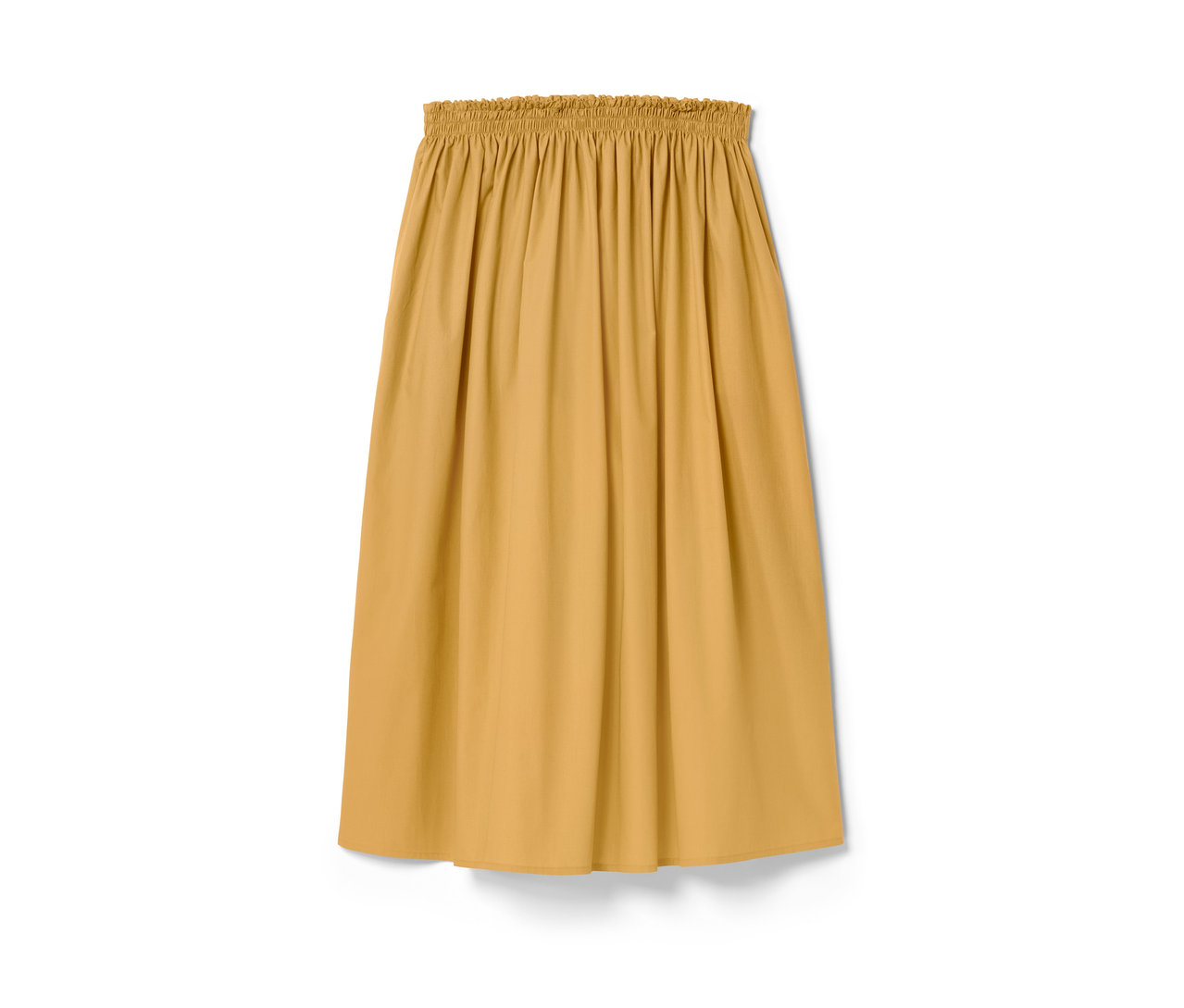 Ein gelber NAH/STUDIO Rock aus Bio-Baumwolle mit Gummibund.