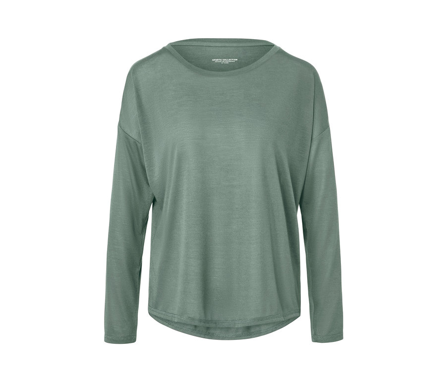 Salbeifarbenes 2-in-1-Sportshirt.