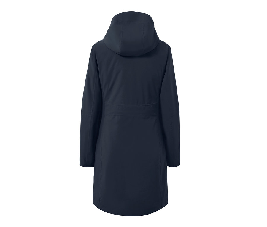 Blauer 3-in-1-Outdoormantel mit Weste von hinten.