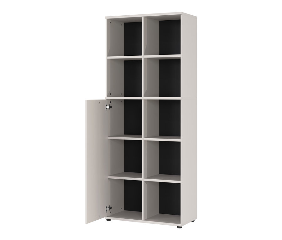 Ein weißer Aktenschrank »Floda« mit offenen Regalen und einer Tür.