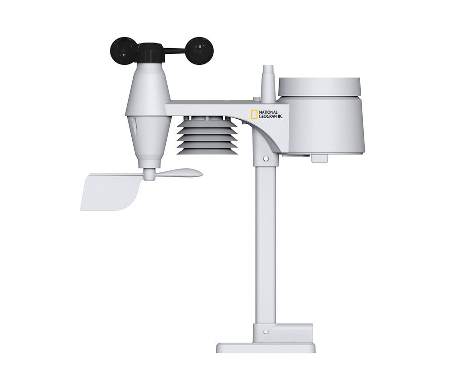 Detailansicht einer NATIONAL GEOGRAPHIC Color-Display 5-in-1-Funk-Wetterstation.
