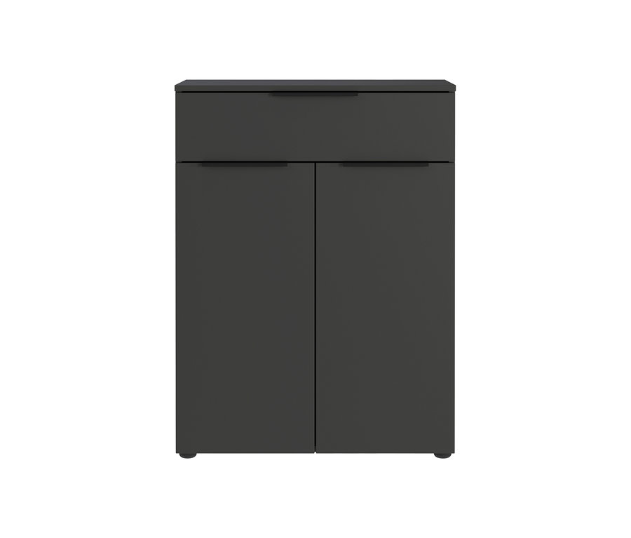 Schwarze Dalvik Kommode mit Schublade und Türen.