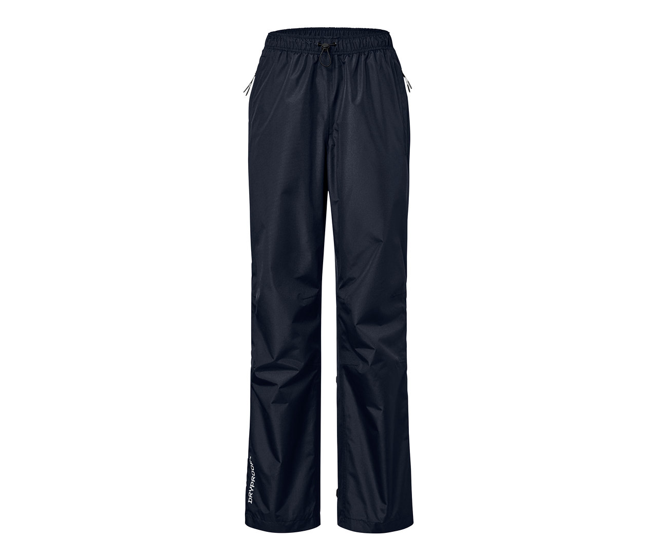 Eine marineblaue Unisex-High-Tech-Regenhose.