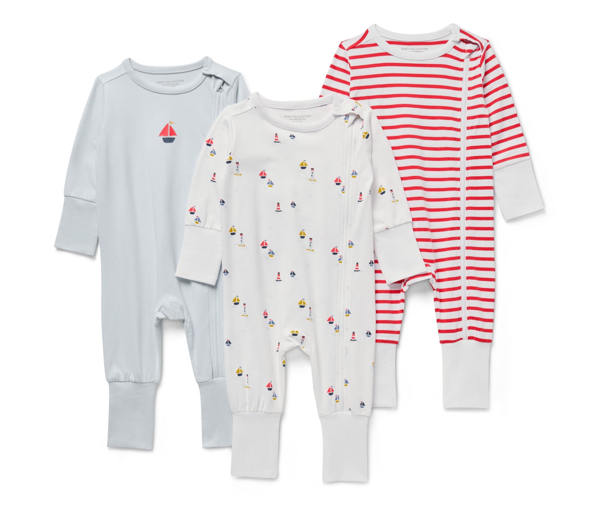 Tchibo - 3 Baby-Pyjamas - Baby - Gr. 62/68 - hellblau/print