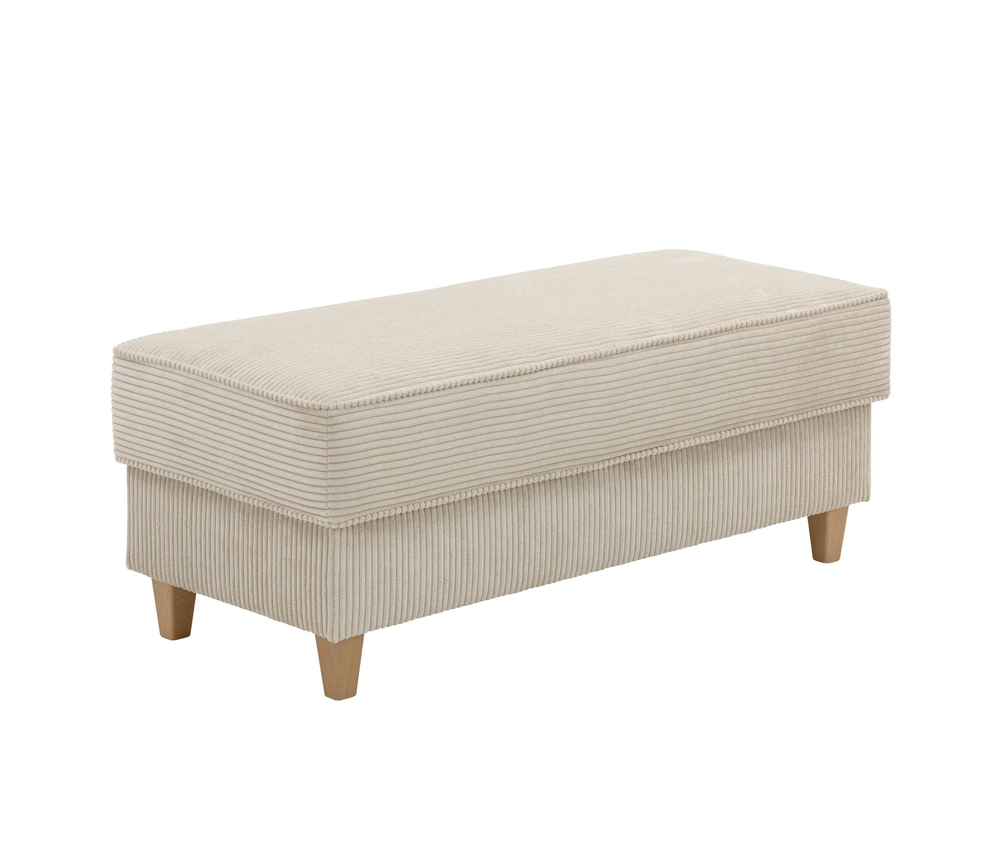 Thumbnail - Tchibo - Aufklappbare Hockerbank mit Stauraum in Cordstoff - 110x51x44cm - creme - Polyester / Holz / Buchenholz