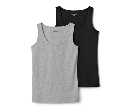 Zwei Tops, schwarz und grau meliert.