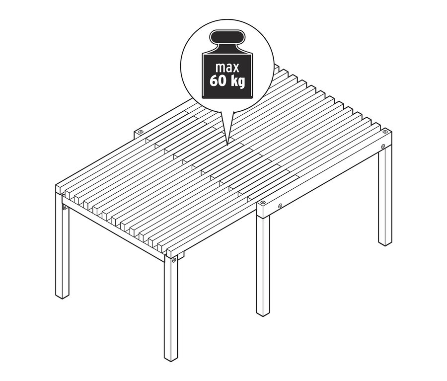 Illustration eines ausziehbaren Couchtisches.