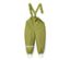 Grüne Kleinkinder-Regenhose mit Latz und Reflektorstreifen.