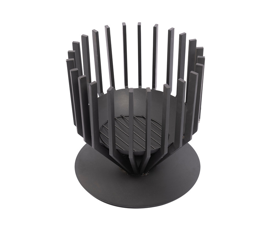 Schwarzer Design-Feuerkorb »Irving« mit Grillrost.