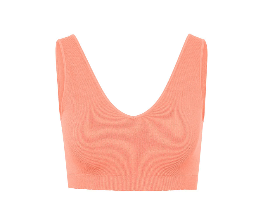 Detailaufnahme eines Seamless-Bustiers in Papaya.
