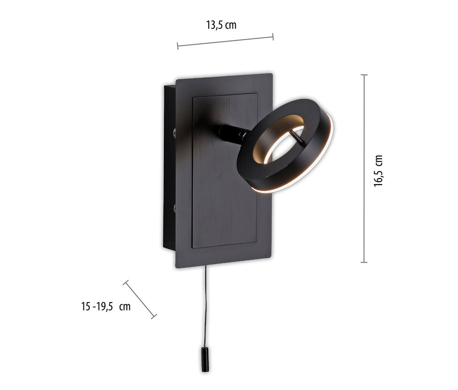 Schwarze Paul Neuhaus LED-Wandleuchte »Sileda« vor weißem Hintergrund.