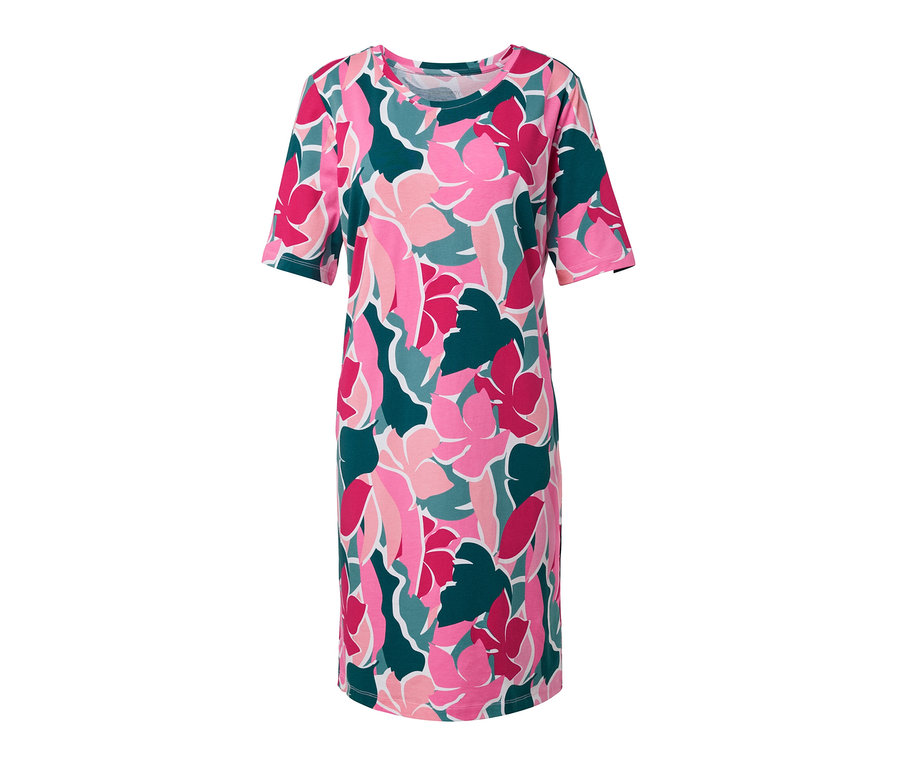 Nachthemd mit Blumenmuster in Rosa und Grün.
