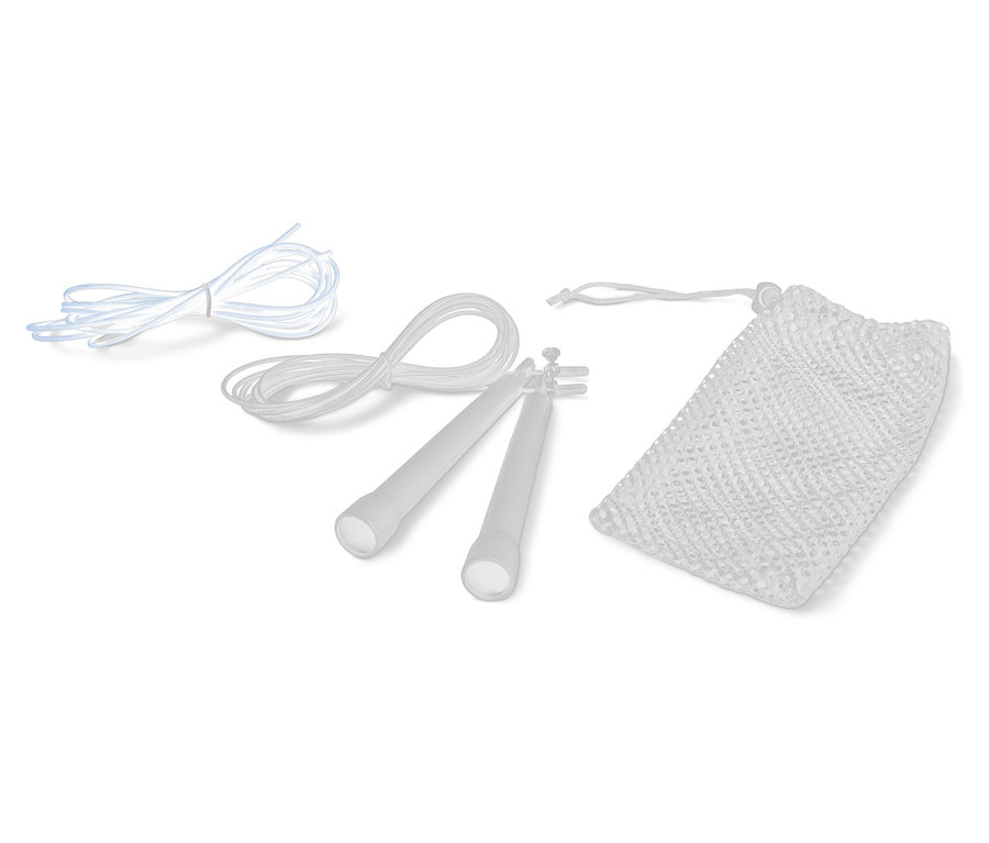 Ein »Speed« Springseil Set mit einem Ersatzseil und einem Aufbewahrungsbeutel.