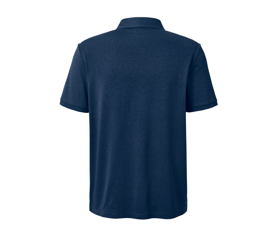 Dunkelblaues Funktions-Poloshirt von hinten.