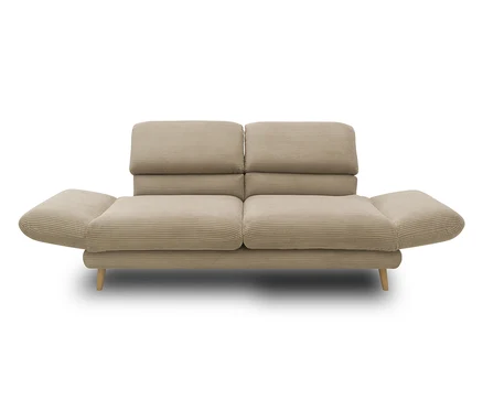 Beiges DOMO 2-Sitzer-Sofa »FuAR« mit drehbaren Armlehnen.