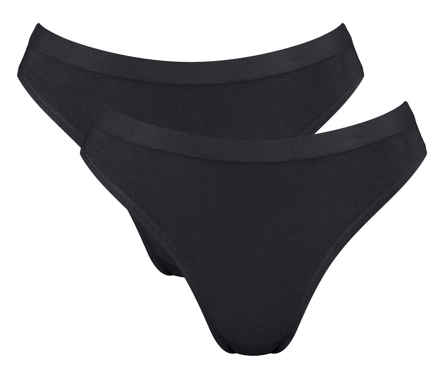 Zwei schwarze Sloggi GO Sense High leg Slips.