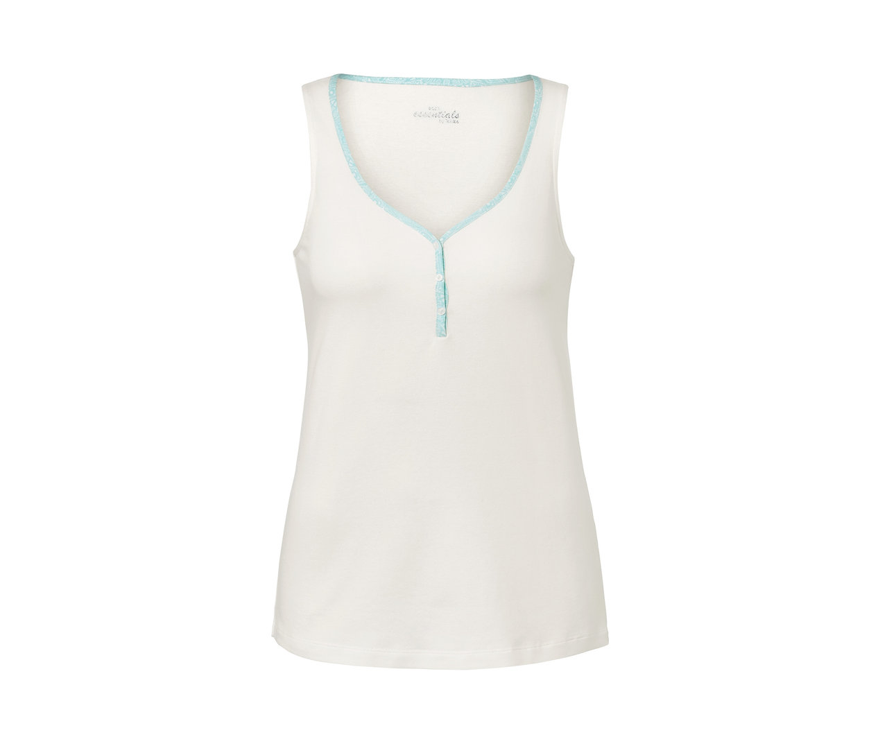 Weißer Shorty-Pyjama mit blauem Saum.