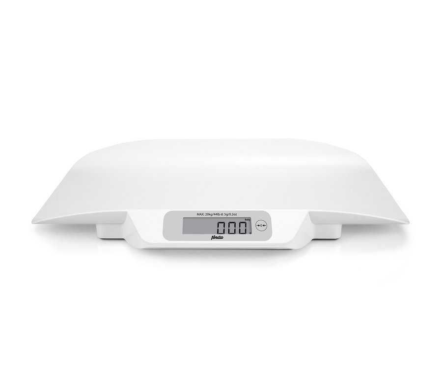 Eine weiße digitale Babywaage »BC-30« von Alecto.