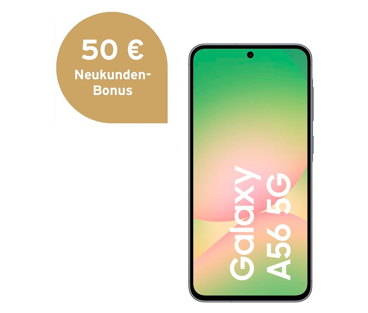 Ein graphitfarbenes Samsung Galaxy A56 5G mit 128 GB.