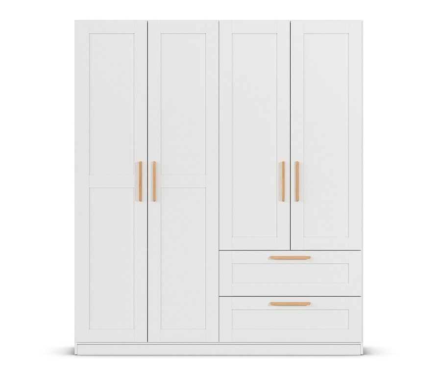 Weißer, vierteiliger Drehtürenschrank »Quadra-Spin Country« von rauch mit zwei Schubladen.