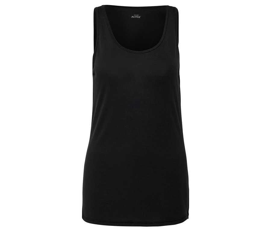 Schwarzes, ärmelloses Active Top.