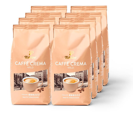 Acht Packungen Caffè Crema Mild - 8x 1 kg Ganze Bohne.
