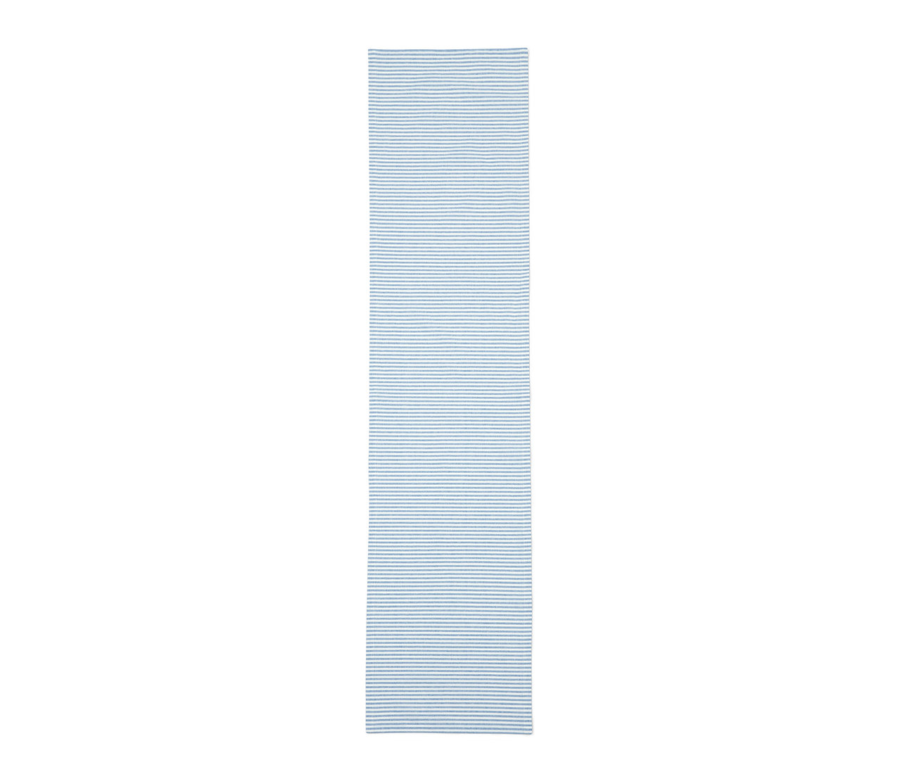 Ein blau und weiss gestreifter Tischläufer.