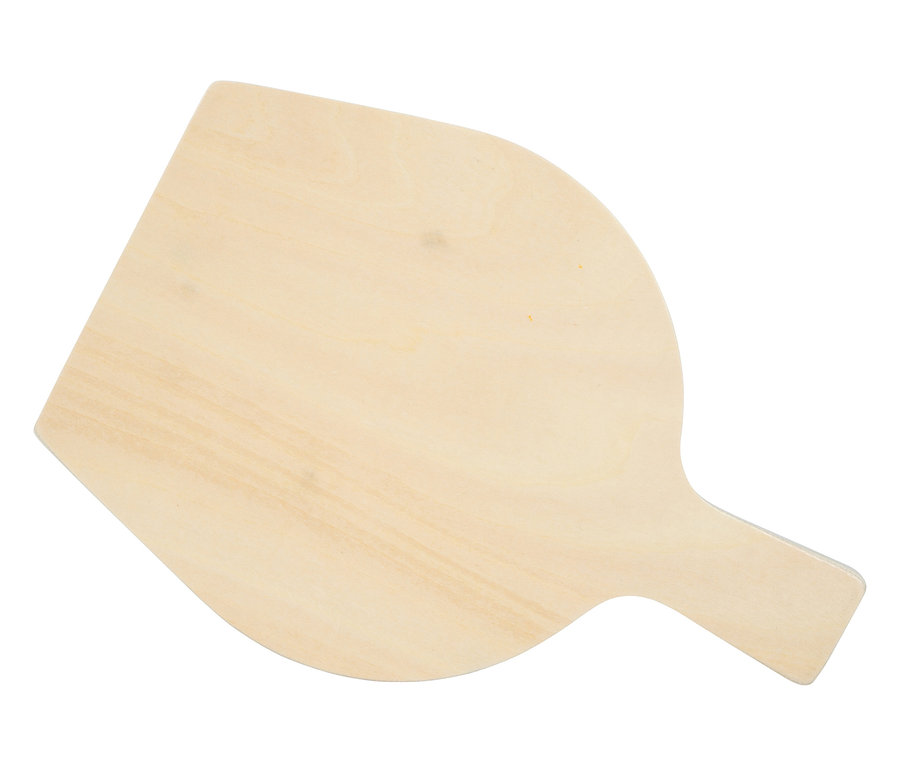 Helle, braune Pizza Schaufel aus Holz.