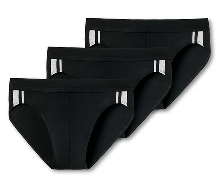 Drei schwarze SCHIESSER Slips, 3 Stück.