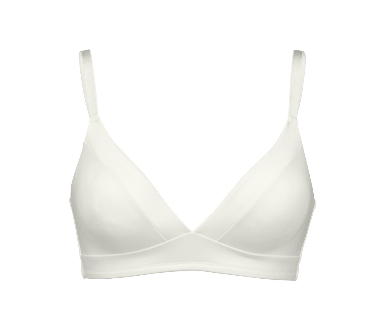 Ein beiger Komfort-Soft-BH auf weißem Hintergrund.