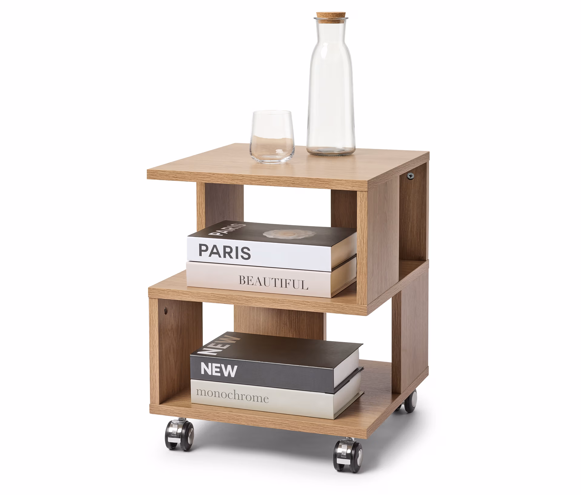 Tchibo - Couchtisch in Holzoptik auf Rollen - 40x40x50cm - hellbraun -