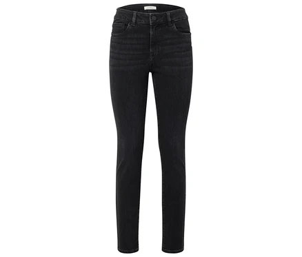 Schwarze High-Waist Jeans.