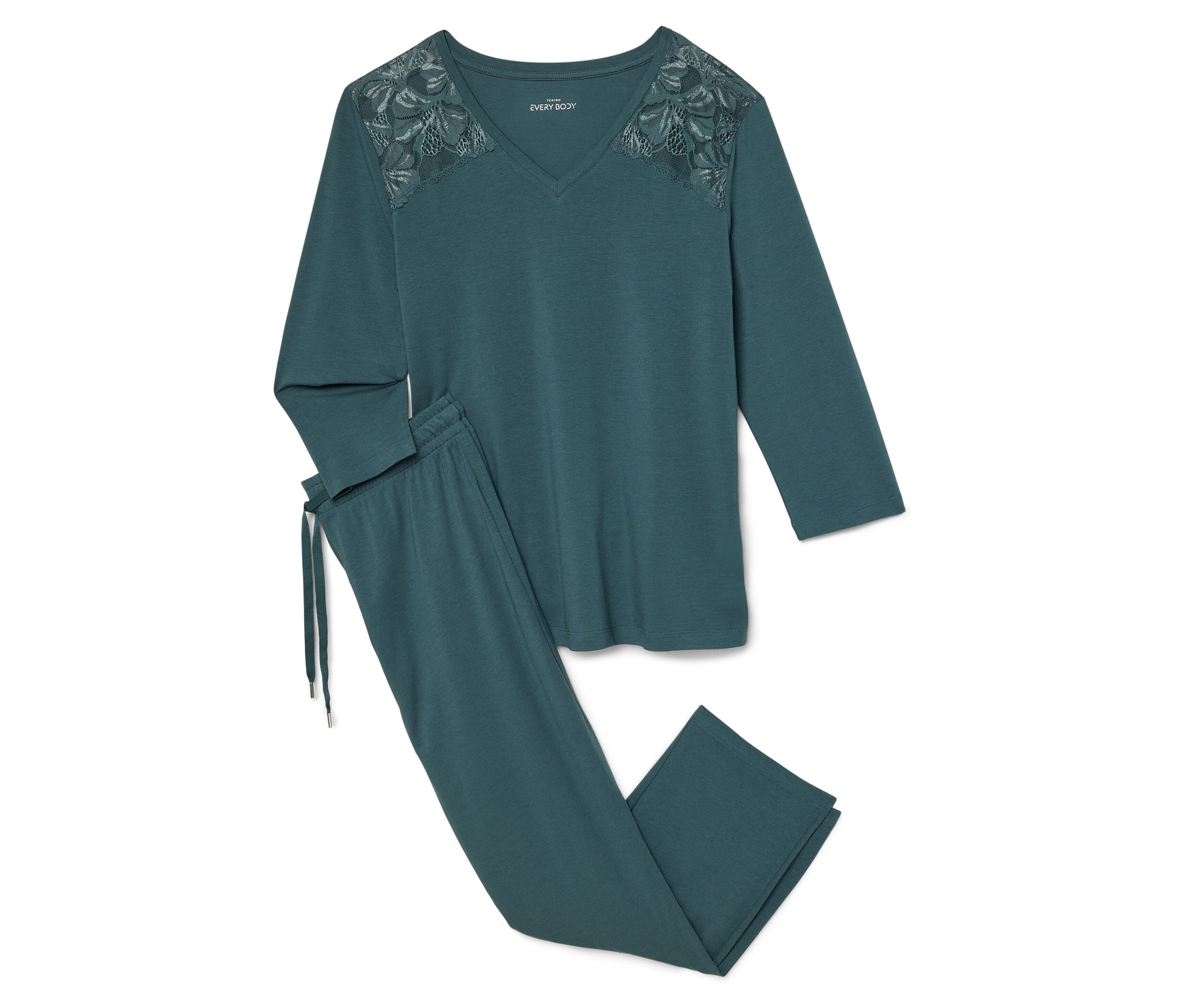 Pyjama-Set - Damen - Gr. XXL - petrol - petrol