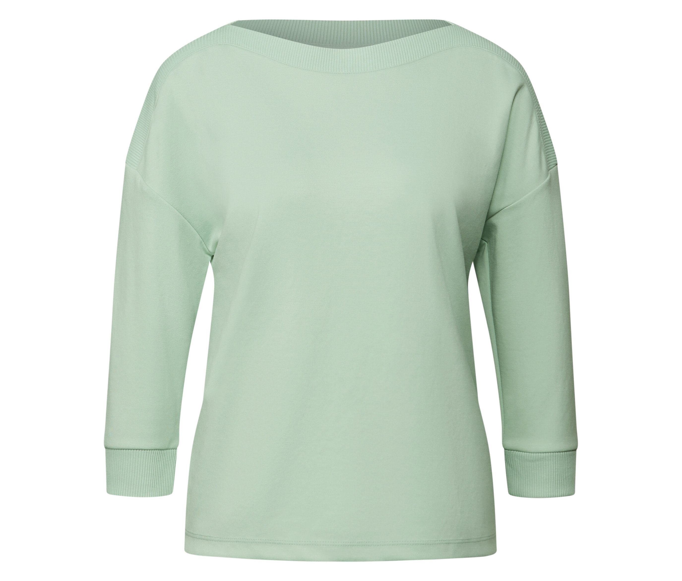 T-Shirt mit Rippdetail - Damen - Gr. 46 - grün - grün