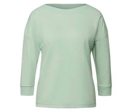Street One, T-Shirt mit Rippdetail, salbeigrün