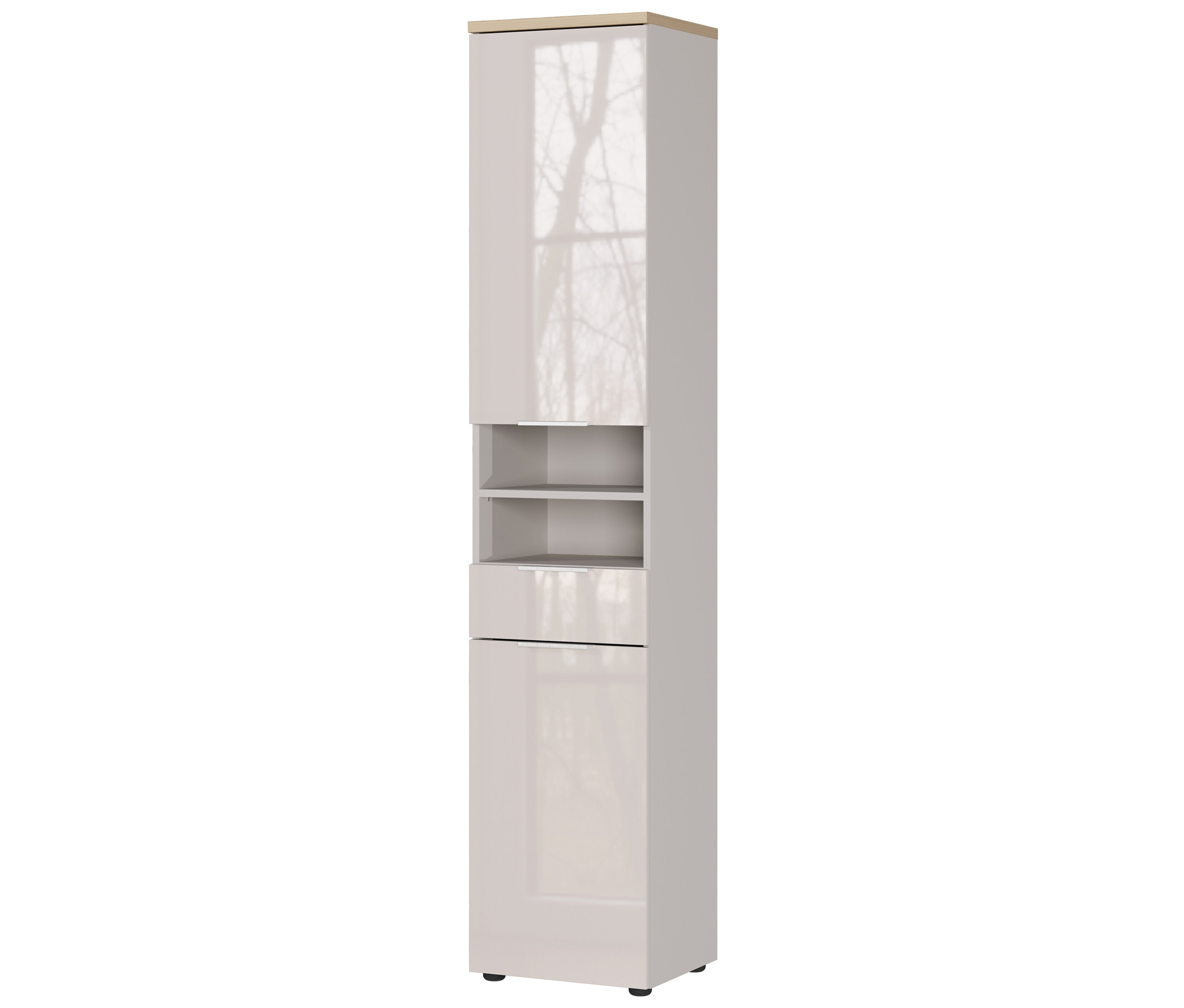 Tchibo - Hochschrank »Tavira« - 39x34x190cm - braun - Holz / Metall / Glas