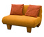 Orangefarbenes Domo Sofa »Alicante» mit zwei Kissen.