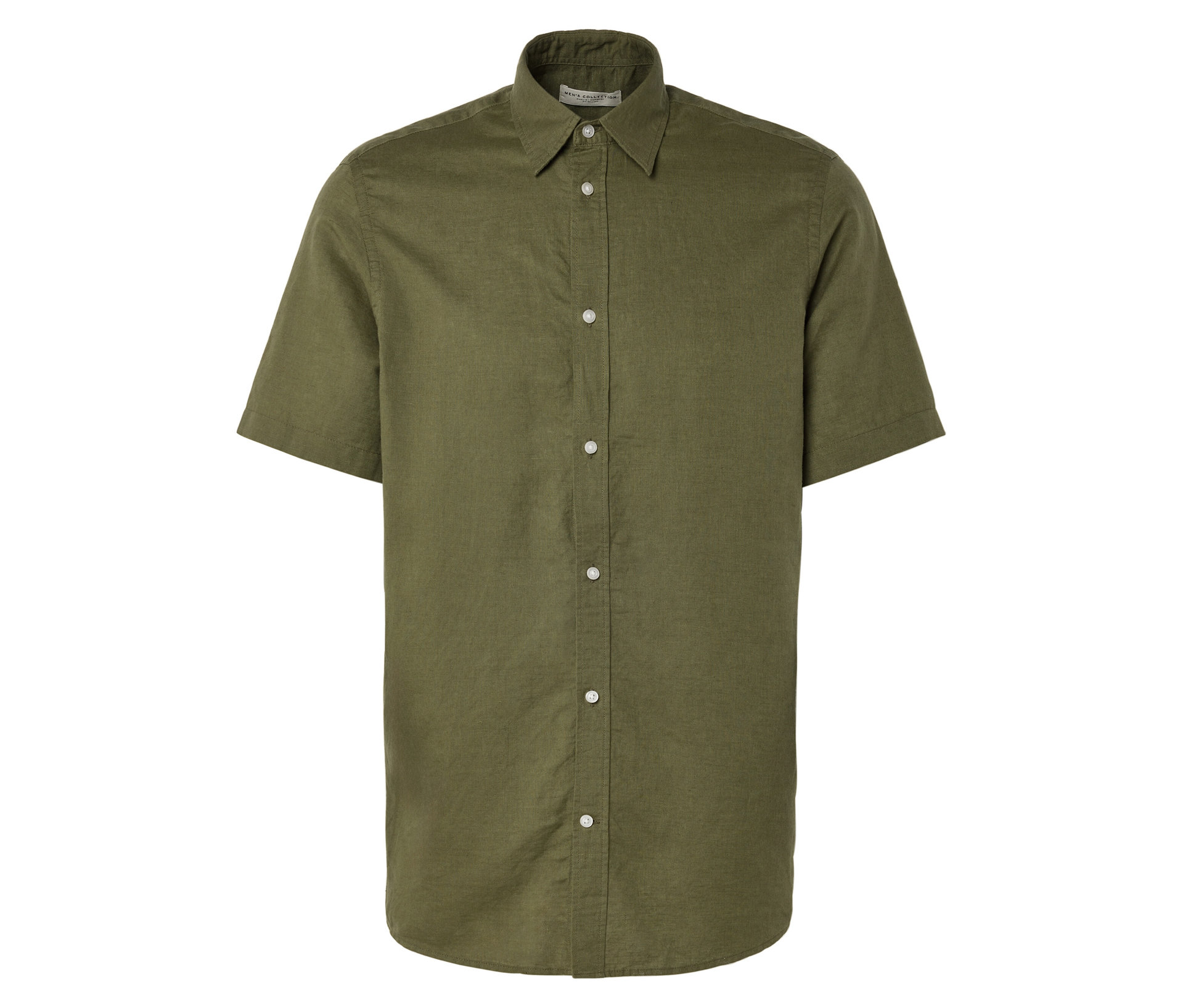 Kurzarmhemd mit Leinen - Herren - Gr. M - khaki - khaki
