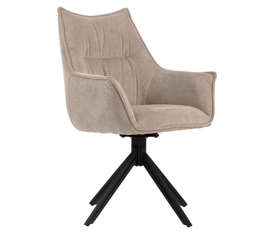 Nahaufnahme des DeVries Diningsessels »Ginosa« in Beige, drehbar, auf weißem Hintergrund.