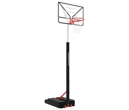Hudora Basketballständer »RoCo« mit Korbhöhe 206 cm, schwarzem Fuß, schwarzer Stange und rotem Korb vor weißem Hintergrund.